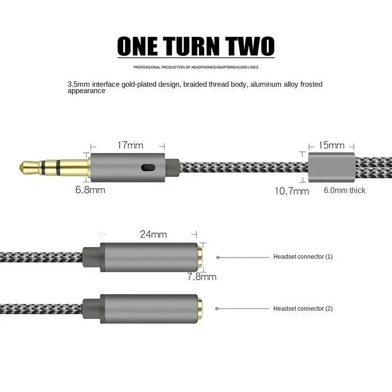 3.5mm 오디오 분배기, 1개의 남성 단자에서 2개의 - Earphone Splitter Jack 리뷰 및 가격